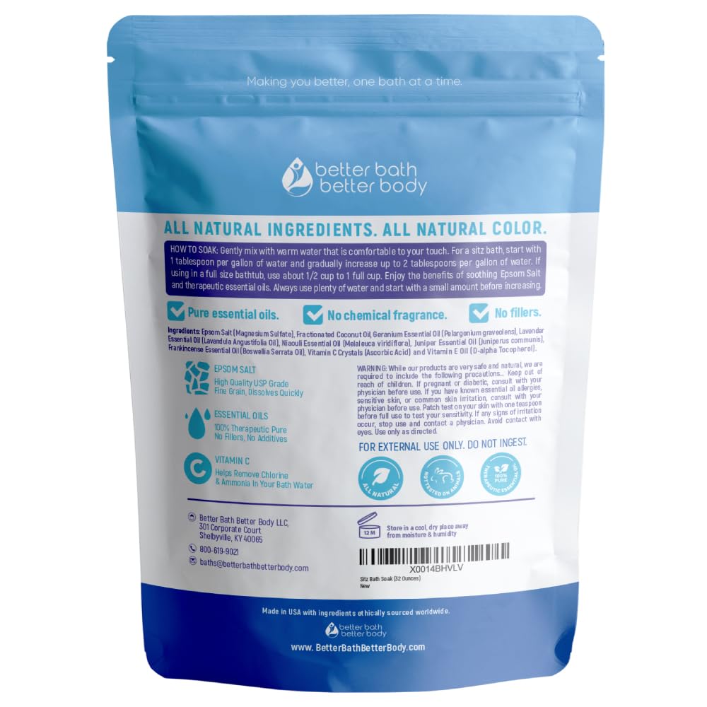 Better Bath Better Body Sitz Bath Soak dissolving in bathwater for a relaxing soak.