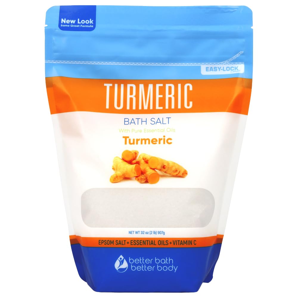 Better Bath Better Body turmeric bath salt pouch ready for a calming soak.