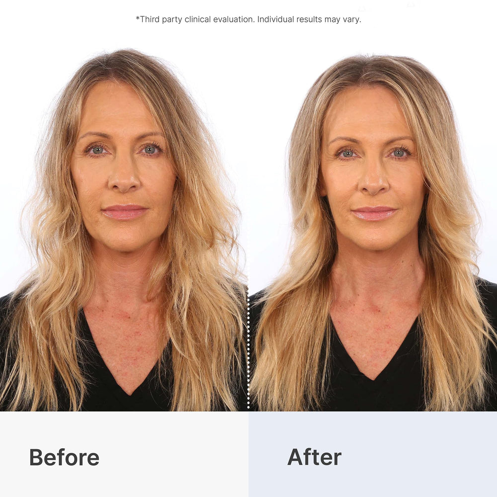 Highlighted roots and texture with Better Not Younger hairspray close-up.