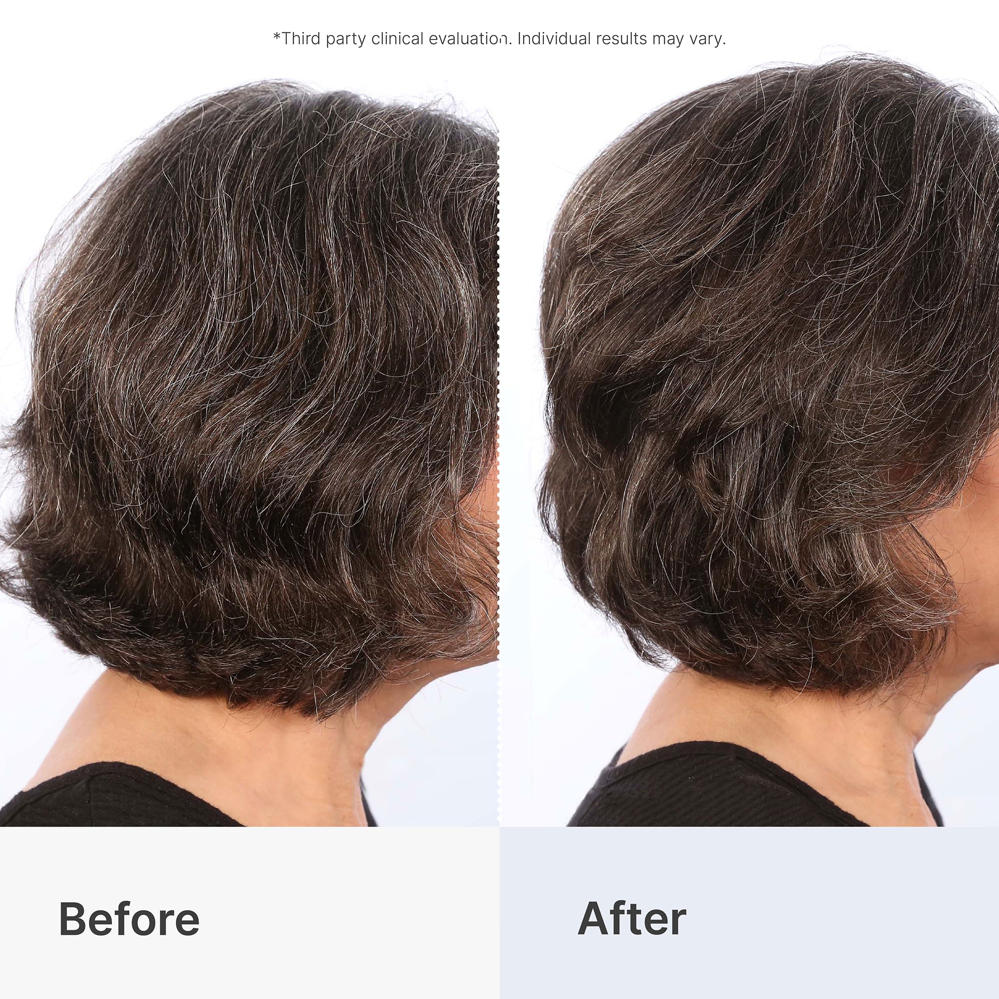 Hands applying Better Not Younger thickening spray at roots for lift.