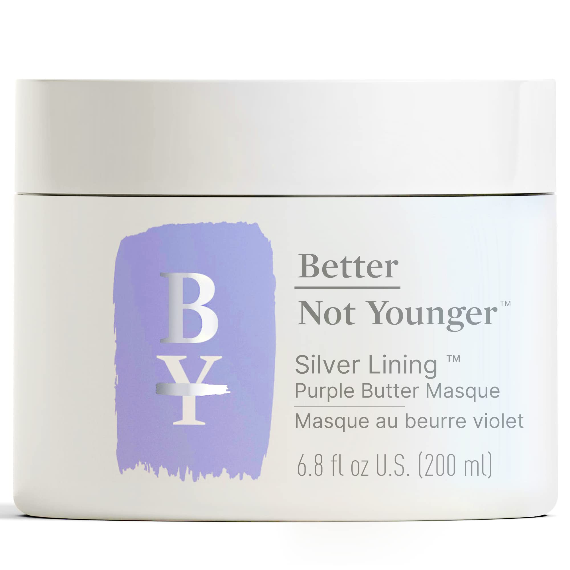 Better Not Younger Silver Lining mask bottle pour demonstrates color-neutralizing action.