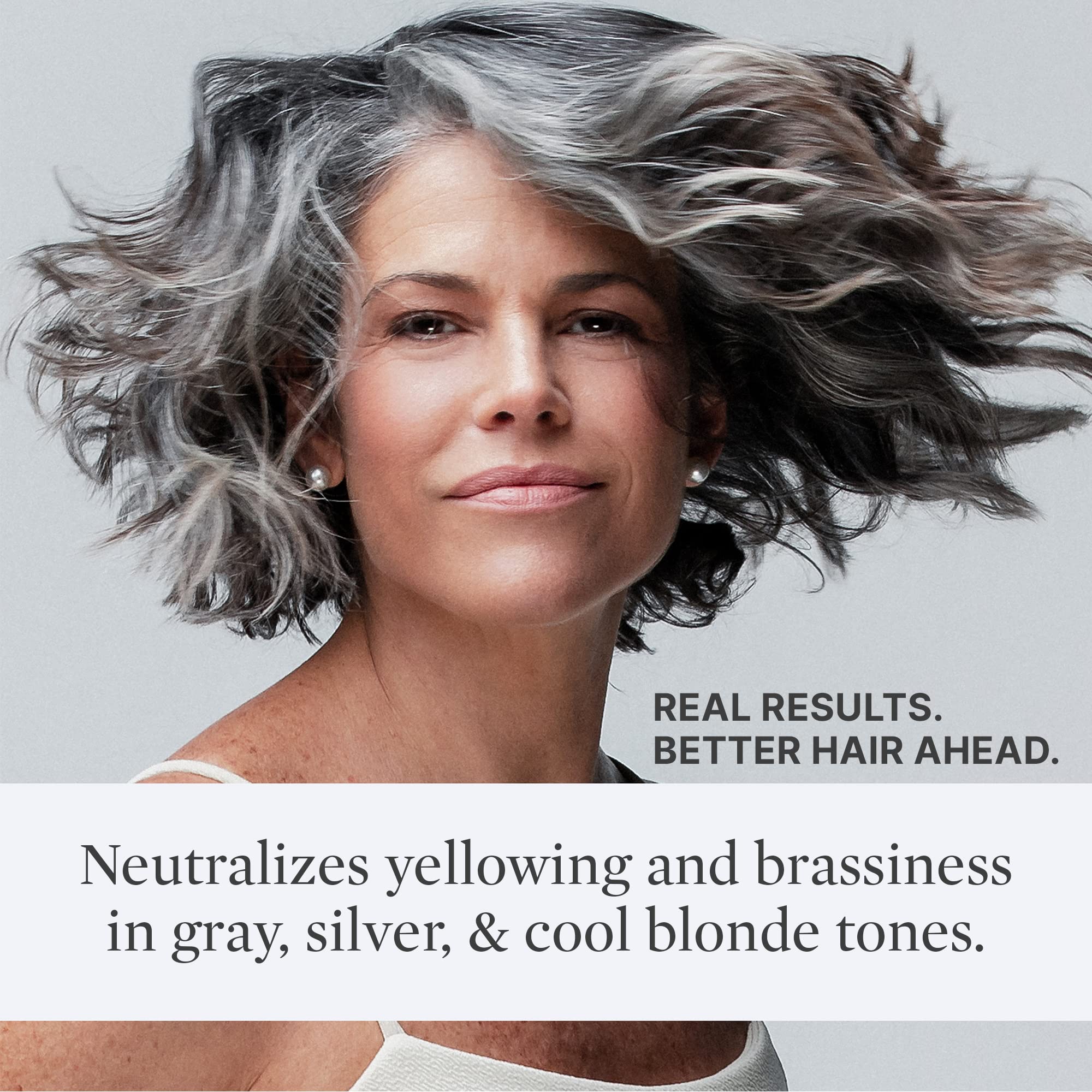 Better Not Younger Silver Lining color-neutralization closeup demonstrates pink-purple tint balancing brass.