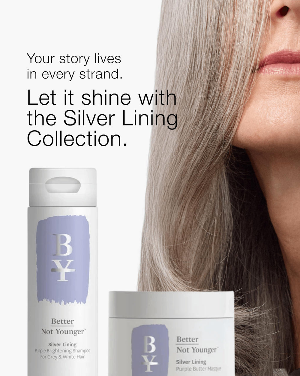 Better Not Younger Silver Lining jar closeup highlights rich butter texture for deep hydration.