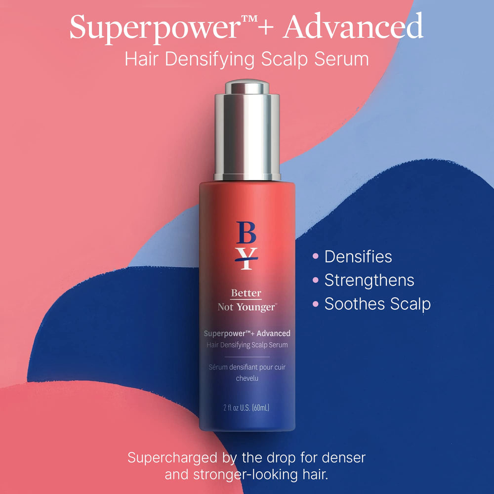 Better Not Younger Superpower+ Serum texture swatch highlights lightweight, fast-absorbing formula