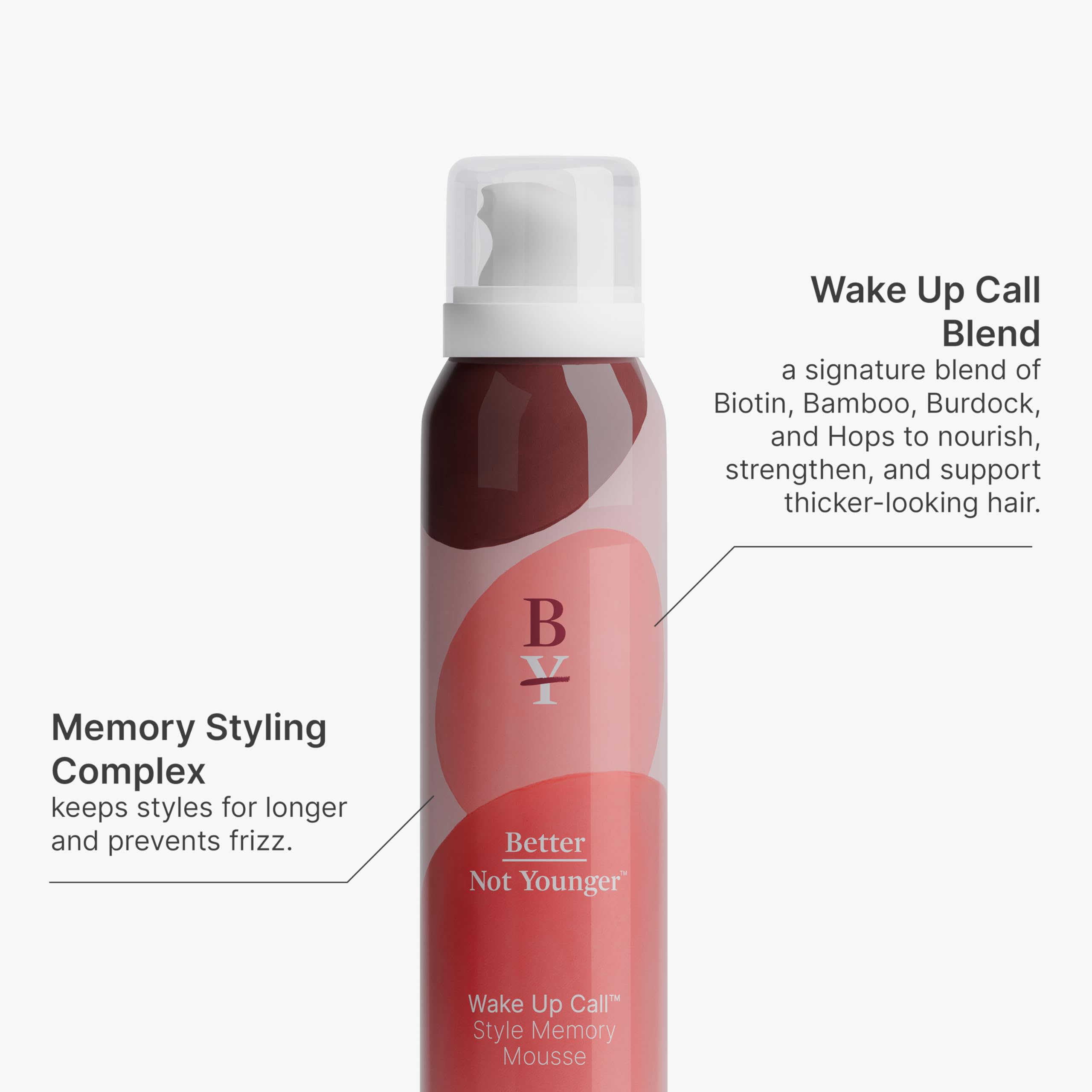 Better Not Younger mousse being dispensed for lightweight volume and texture.