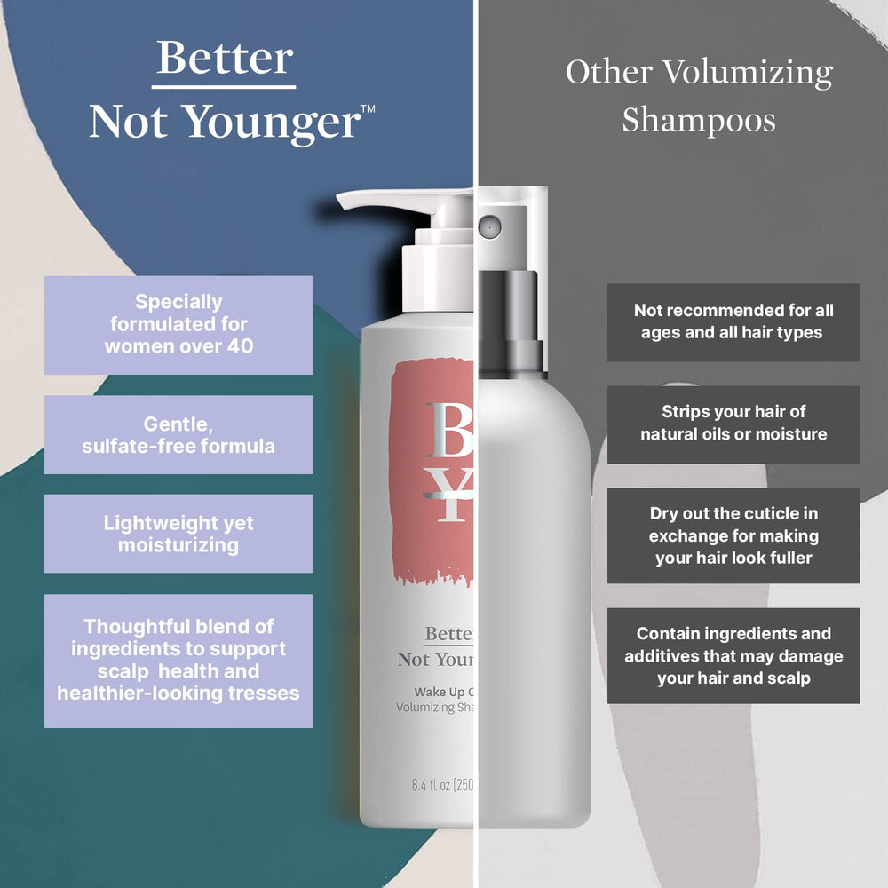 Better Not Younger Wake Up Call color-safe formula supports gentle cleansing and shine