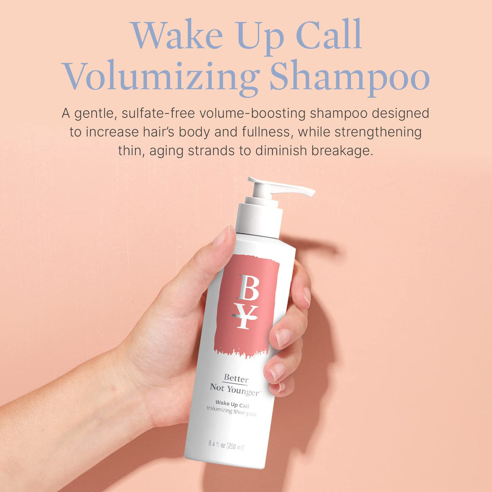 Better Not Younger Wake Up Call foaming action shows easy distribution for thinning hair