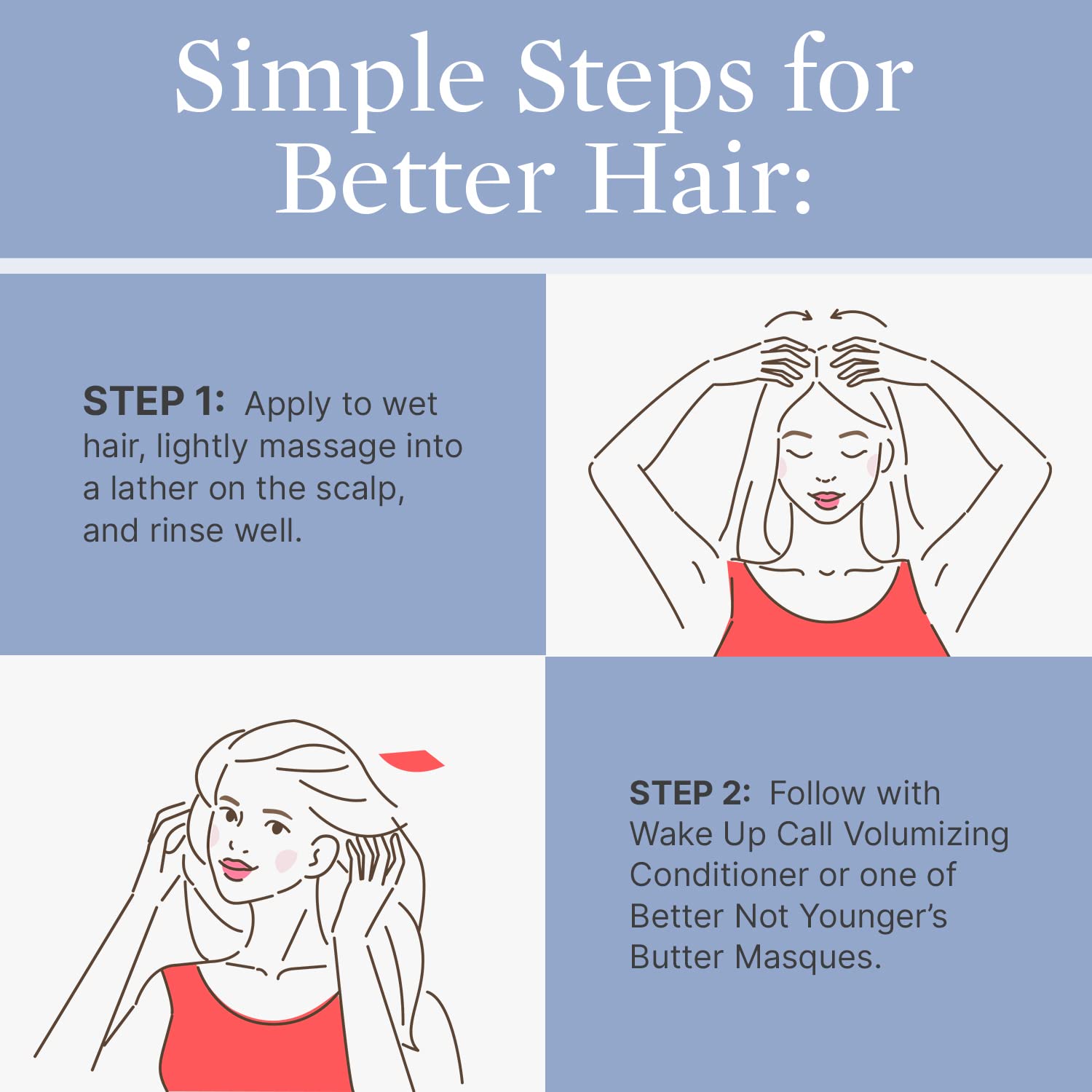 Better Not Younger Wake Up Call shampoo biotin-bamboo-hops-sage blend strengthens strands