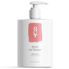 Better Not Younger Wake Up Call front bottle highlights volumizing formula for thinning hair