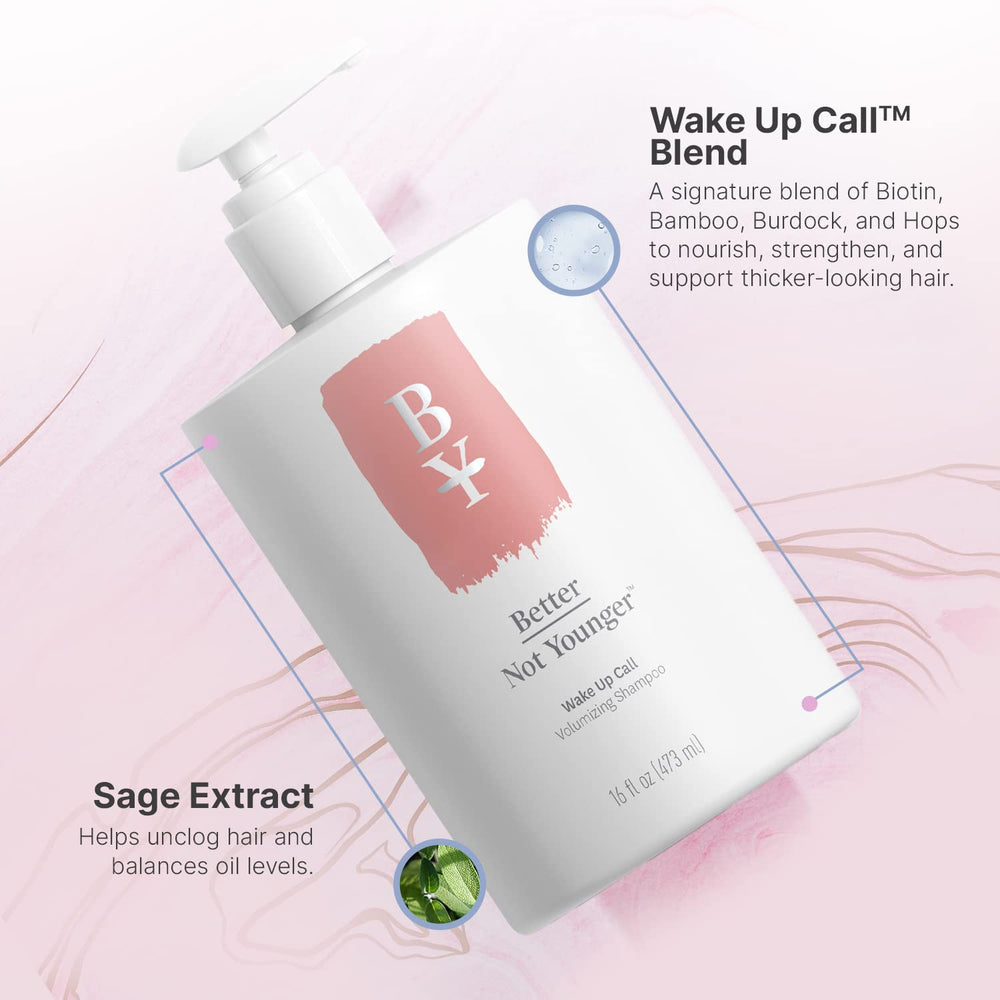Better Not Younger Wake Up Call shampoo lather action demonstrates gentle cleansing