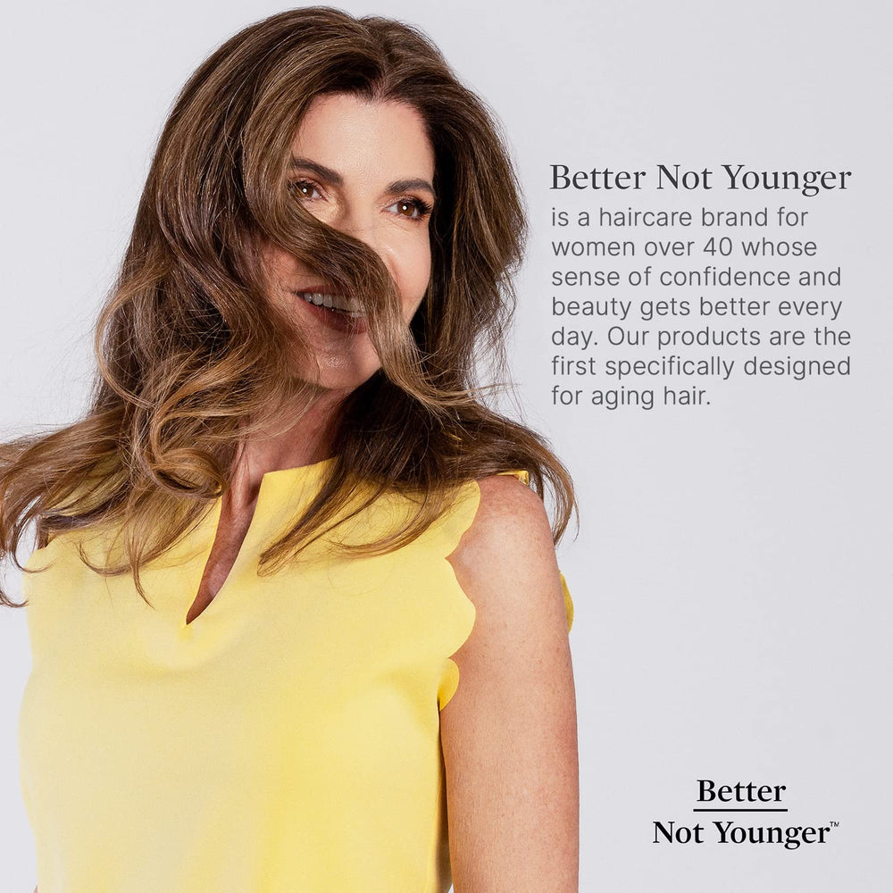 Better Not Younger Wake Up Call sulfate-free label signals gentle cleansing and color protection