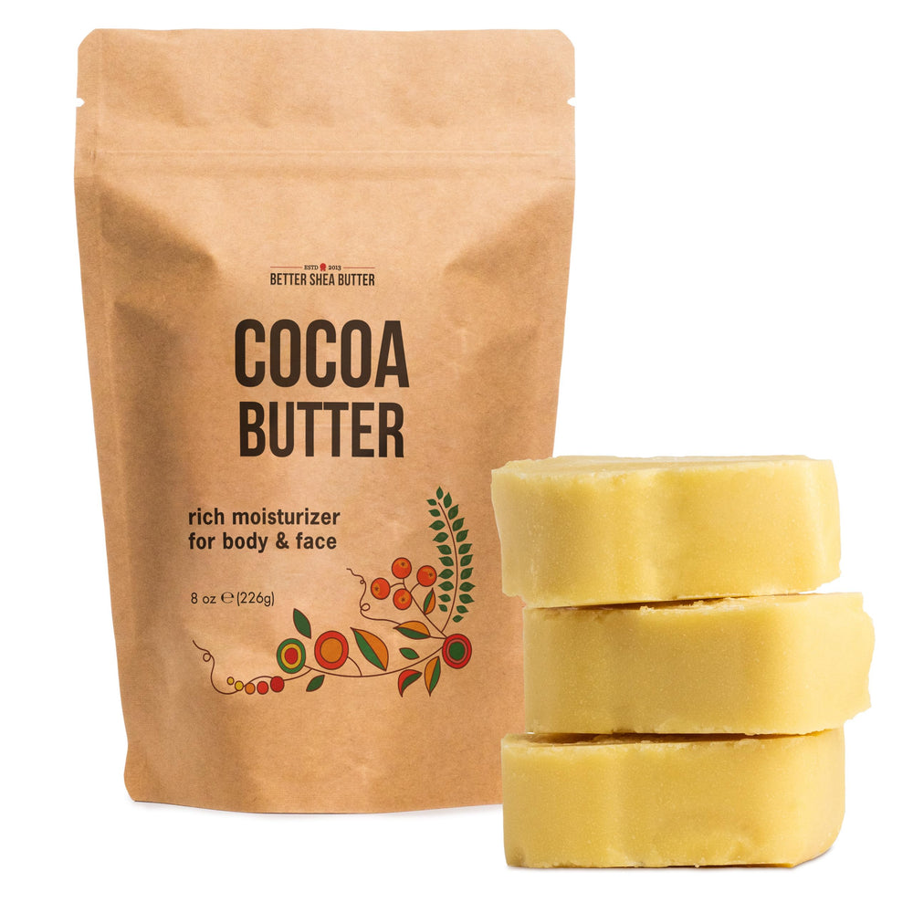 Better Shea Butter Cocoa Butter 8 oz block for deep, long-lasting moisture.