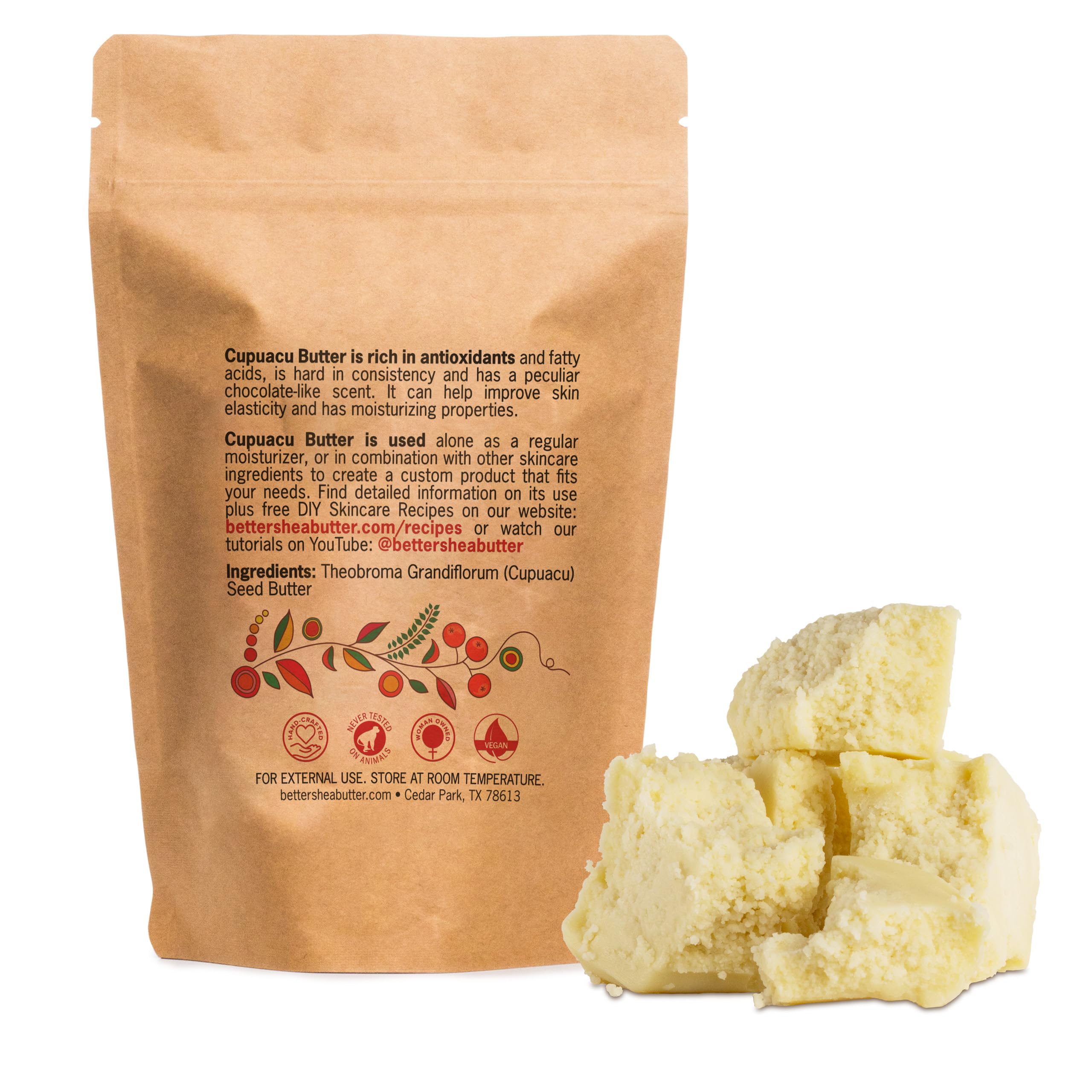 Better Shea Butter Cupuacu Butter packaging ready for storage and use.