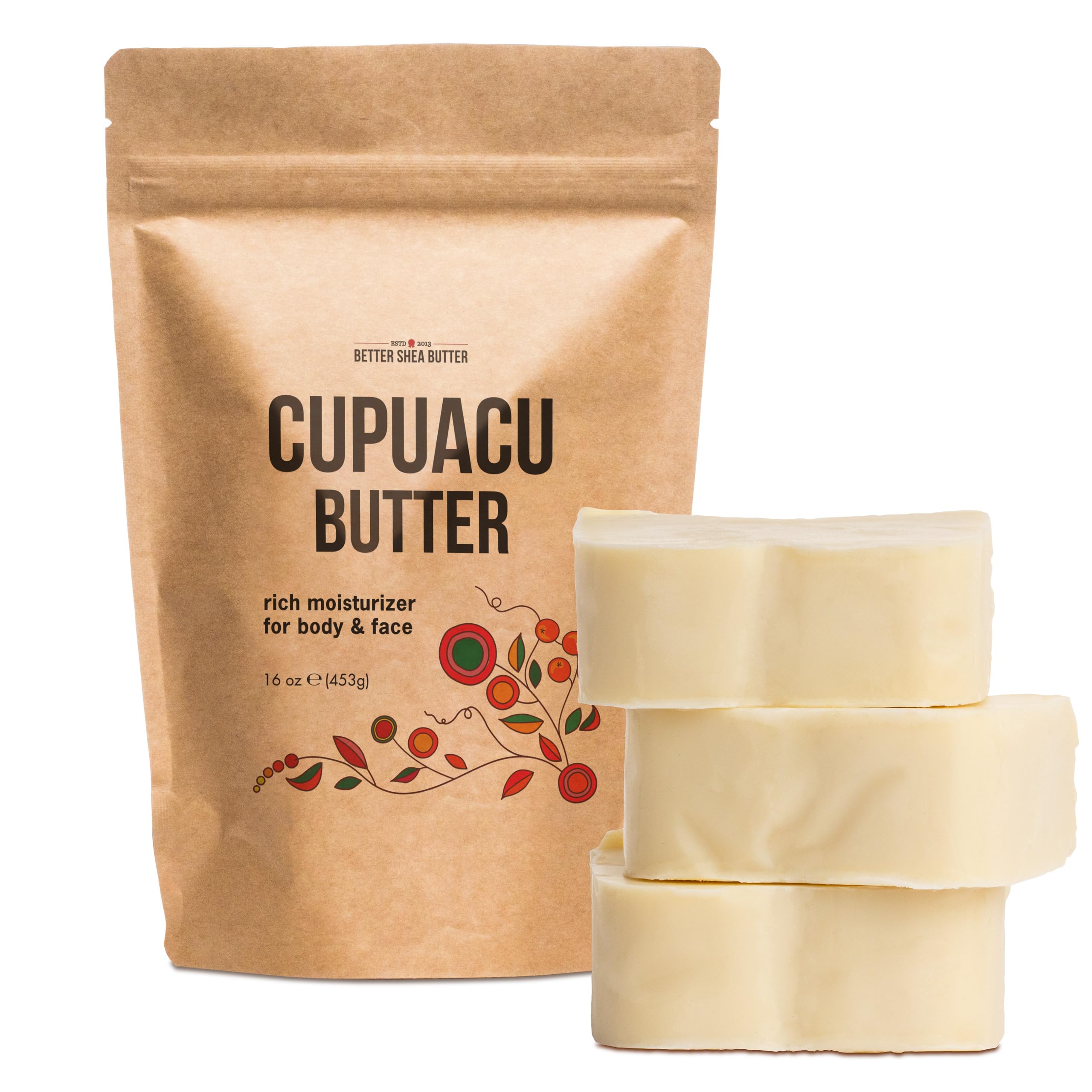 Better Shea Butter Cupuacu Butter Raw block melts on skin for easy application.