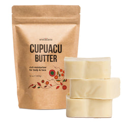 Better Shea Butter Cupuacu Butter Raw block melts on skin for easy application.