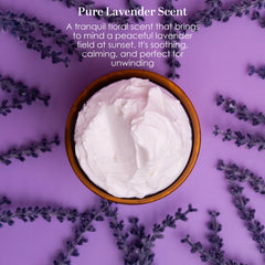 Better Shea Butter Lavender Body Butter texture closeup highlights creamy, non-greasy feel.