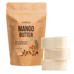 Better Shea Butter Mango Butter jar shows natural skin hydration in use.