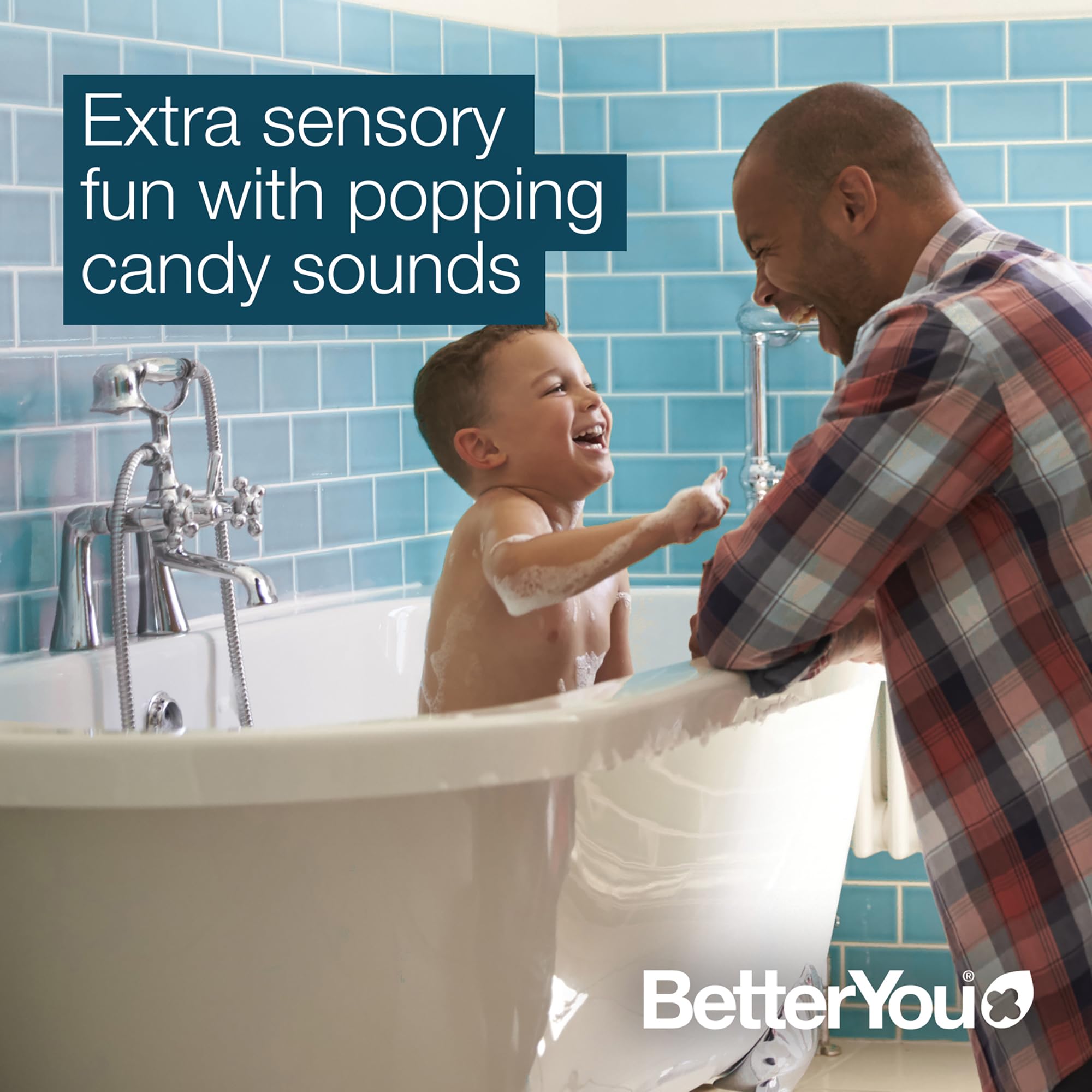 BetterYou Bath Salts pouring into tub visual for a relaxing mineral soak.