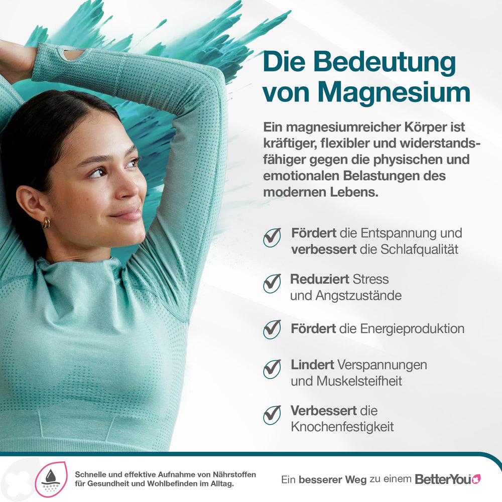 BetterYou magnesium flakes dissolving in warm bath water for a relaxing soak.