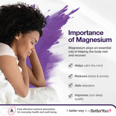 BetterYou magnesium sleep lotion label highlights Zechstein magnesium and soothing oils.