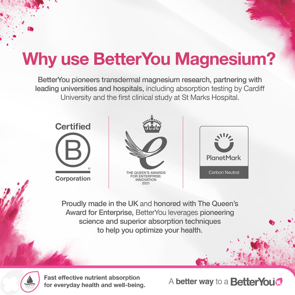 BetterYou magnesium sleep lotion with lavender sprigs evokes a soothing bedtime ritual.