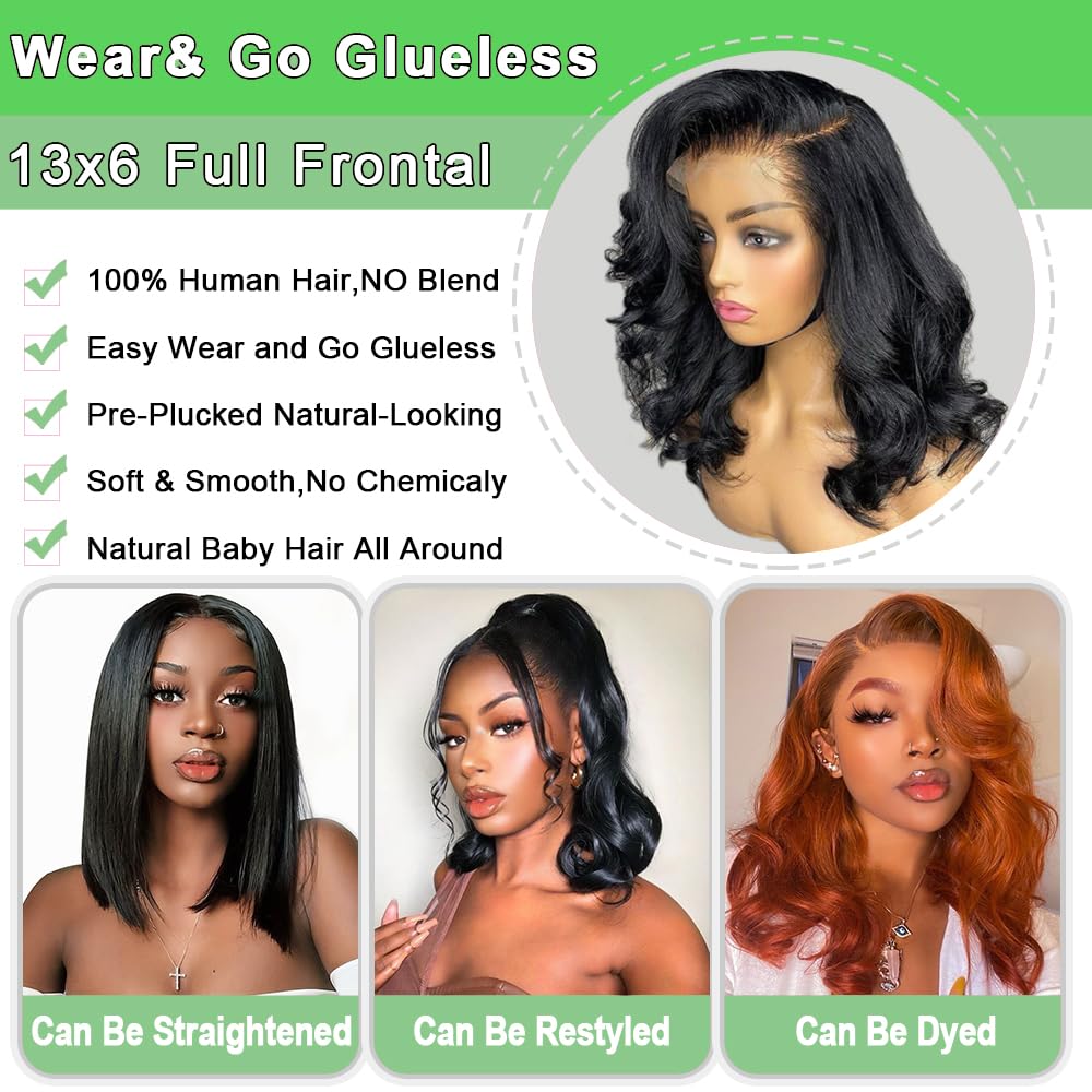 BEULADY bob wig 13x6 hd lace front thick natural look.