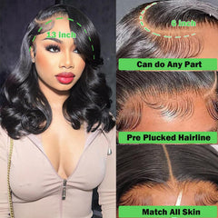 BEULADY body-wave hd wig 16in adds volume and versatile parting.