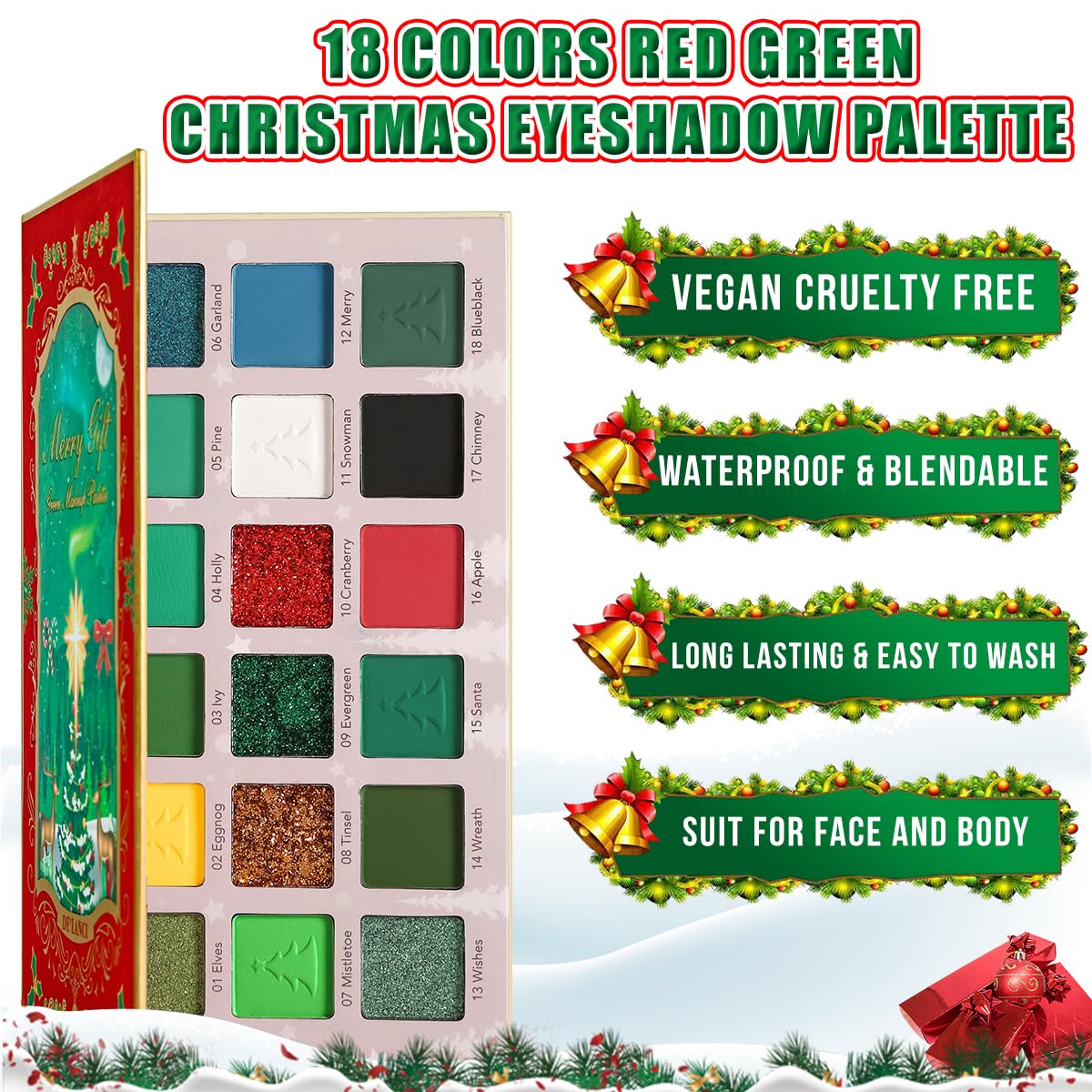 BEUSELF Green Red Eyeshadow Palette chameleon shades shift colors under lighting