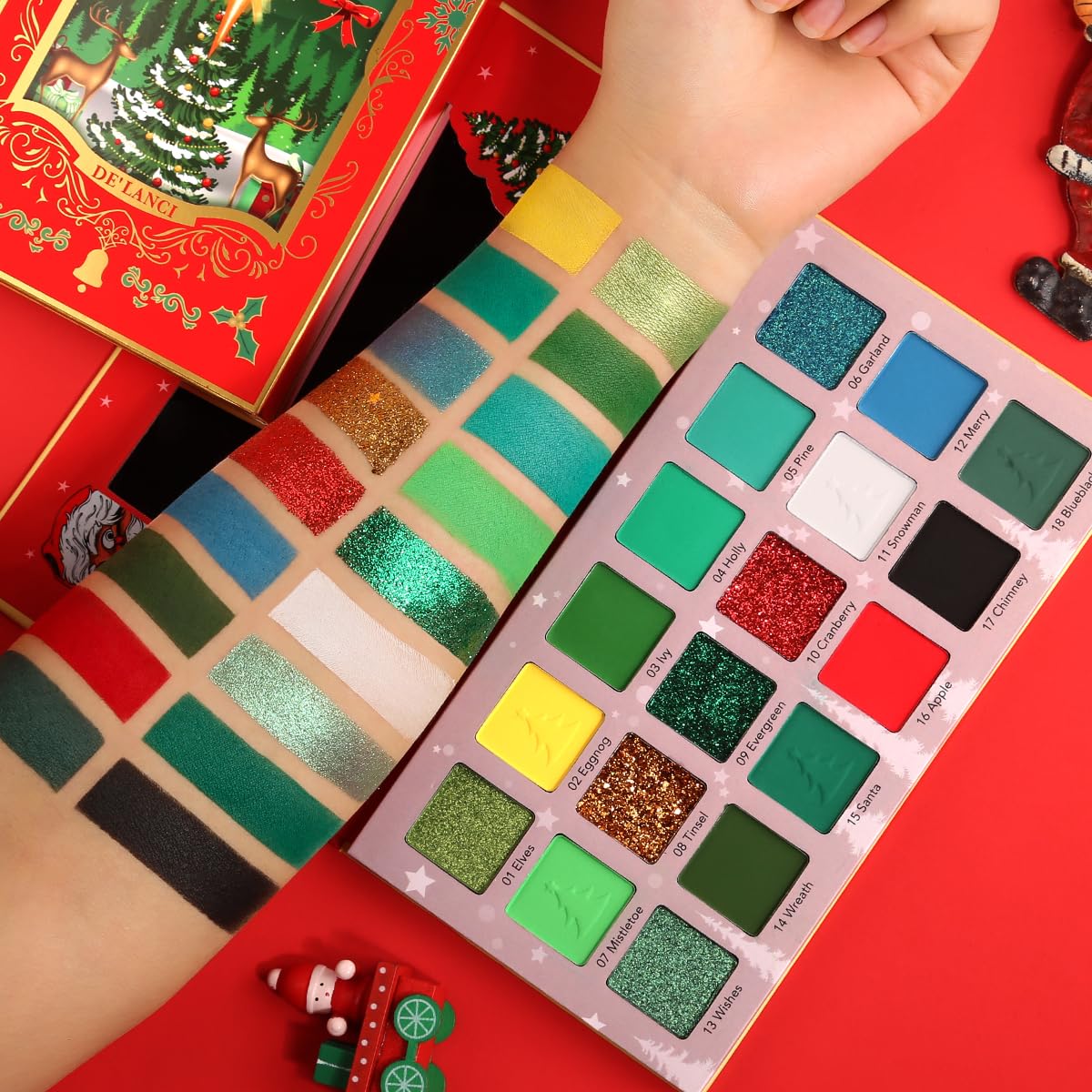 BEUSELF Green Red Eyeshadow Palette on-eye application demonstrates blendable formula