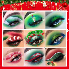 BEUSELF Green Red Eyeshadow Palette open view showing compact layout for quick holiday looks