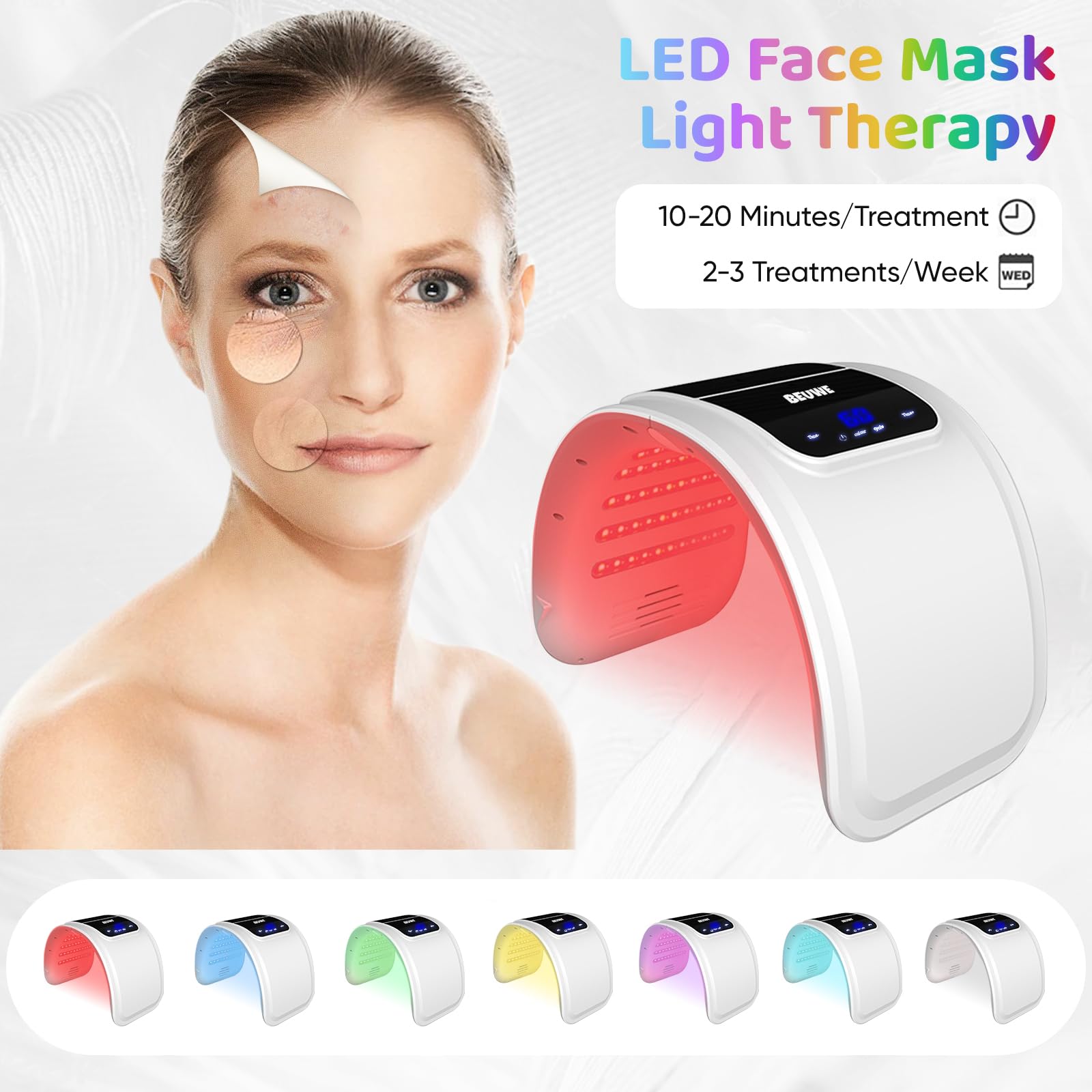 Beuwe at-home spa experience with red and blue light therapy.