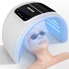 Beuwe red-light-mask forehead closeup for at-home skincare.
