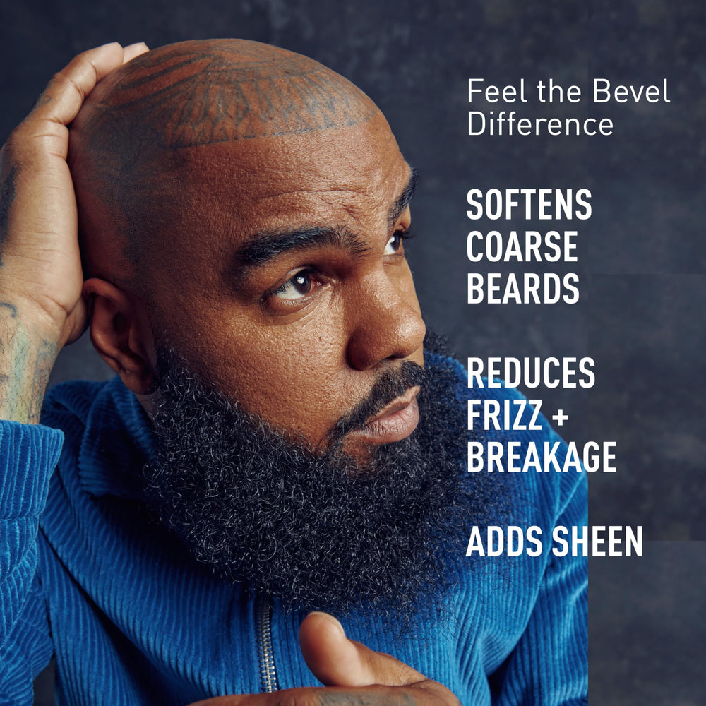 Bevel beard balm pomade jar nourishes skin for comfortable wear.