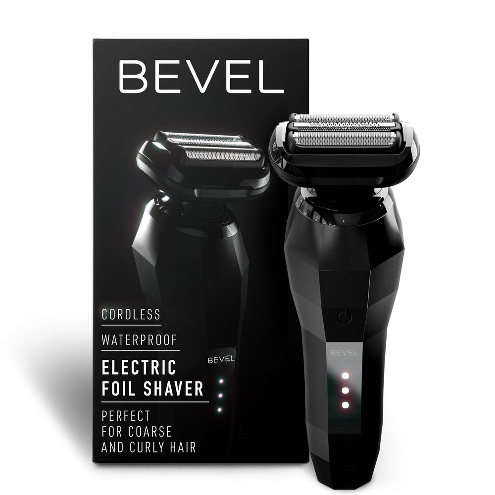 Bevel electric shaver front view for a close, comfortable shave.