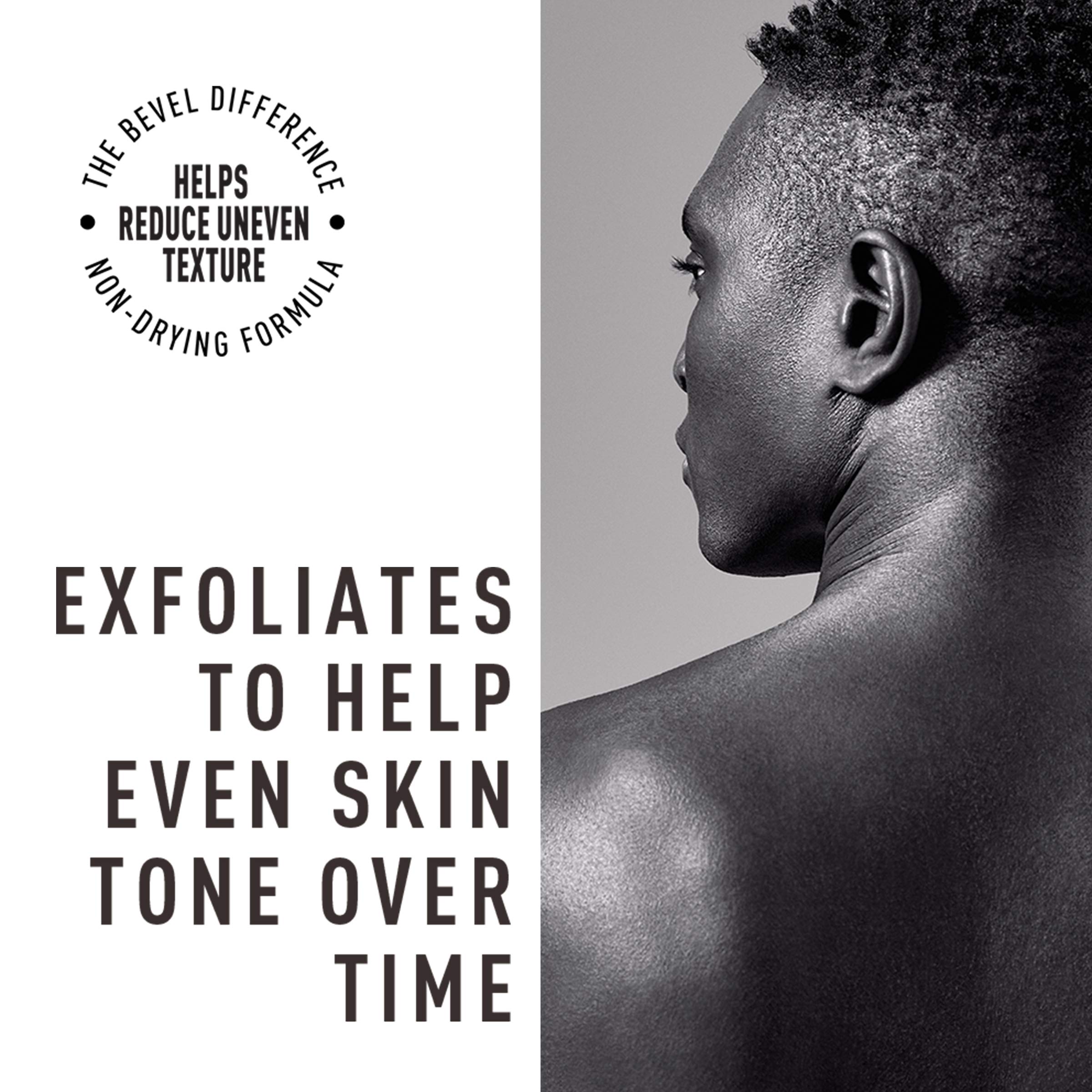Bevel Exfoliating Body Wash charcoal texture closeup highlighting detox and cleansing