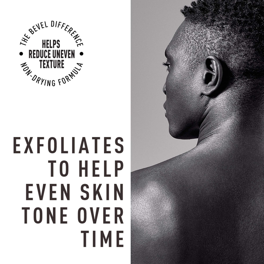 Bevel Exfoliating Body Wash charcoal texture closeup highlighting detox and cleansing