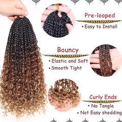 Beverlee boho box braids natural look closeup highlights curl ends.