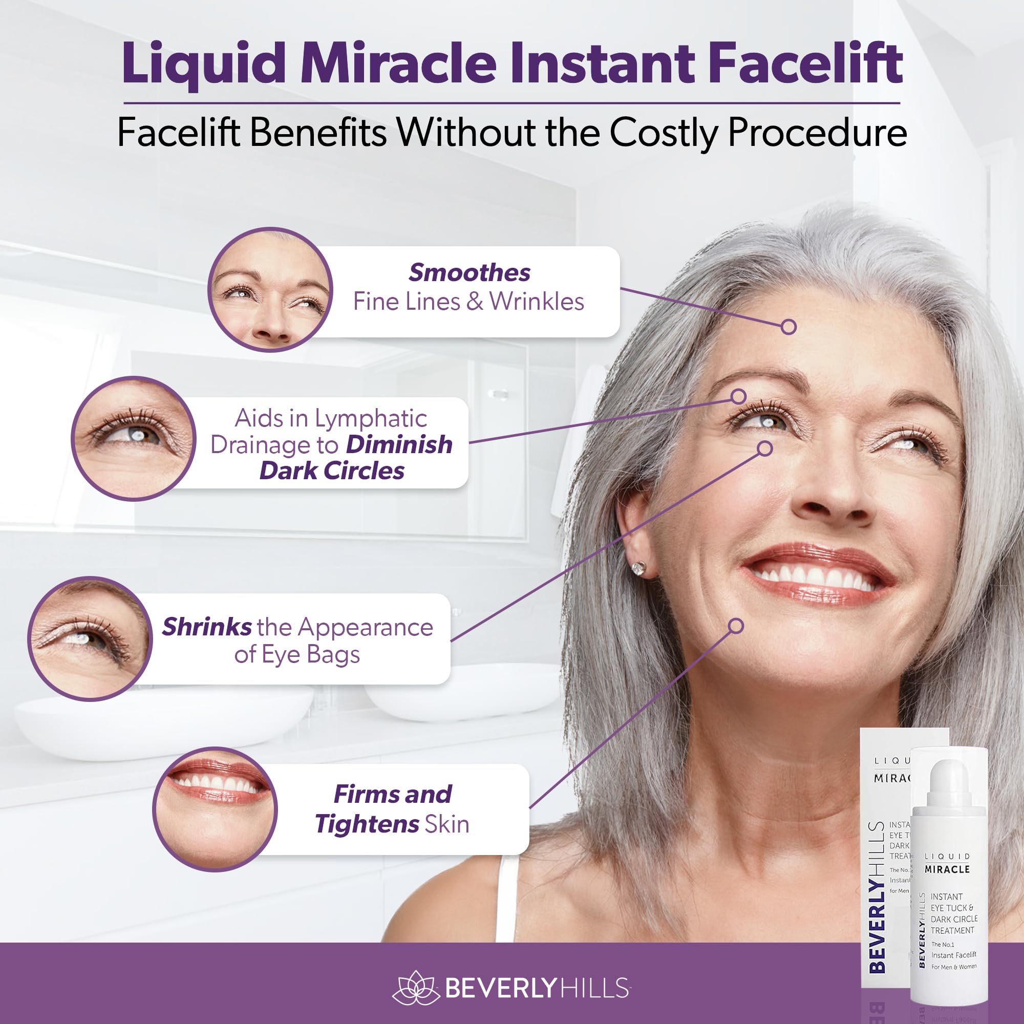 Beverly Hills Eye Serum texture close-up shows silky, easy-absorb formula