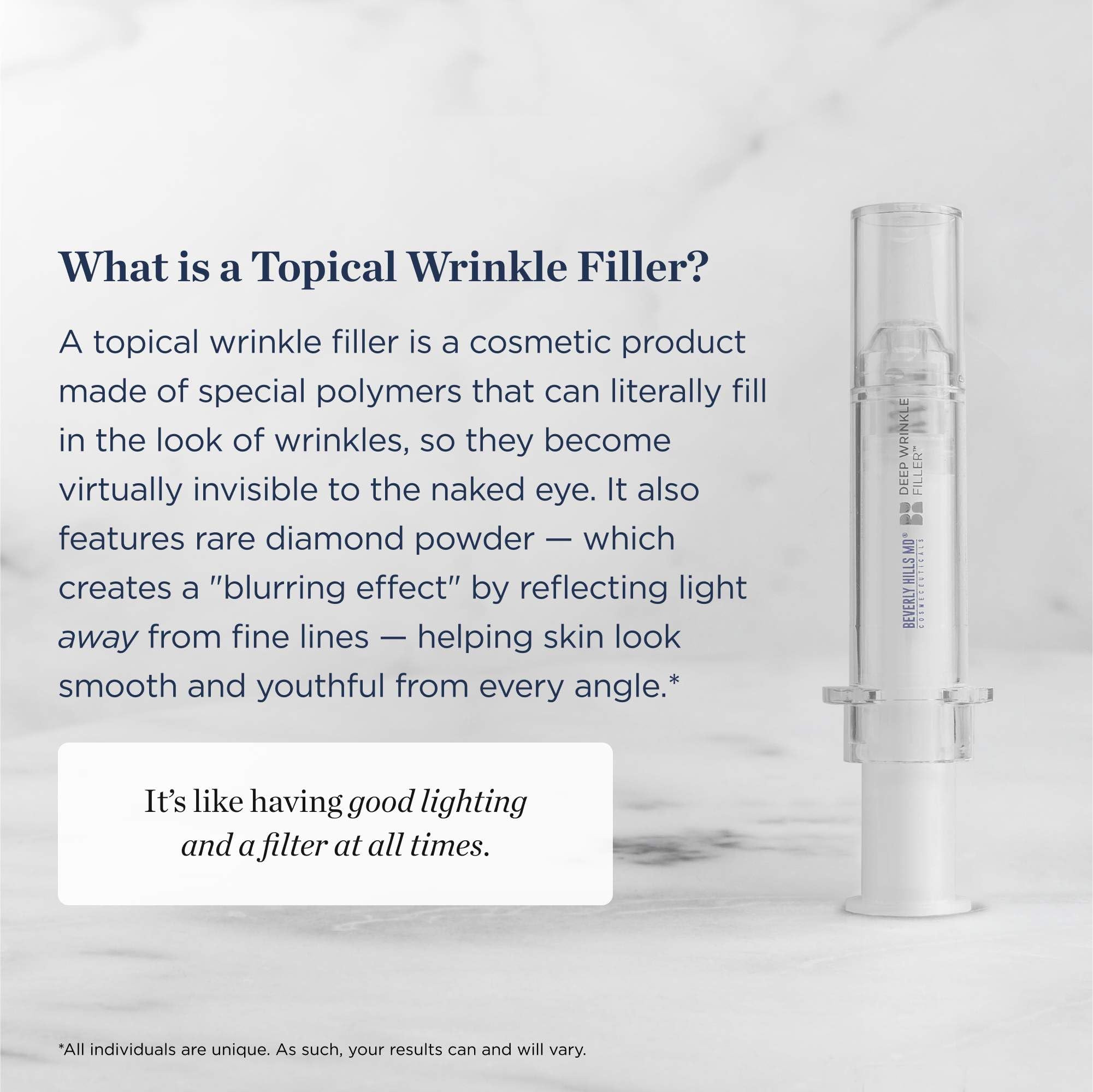 Beverly Hills MD Deep Wrinkle Filler applicator applying product to fine lines