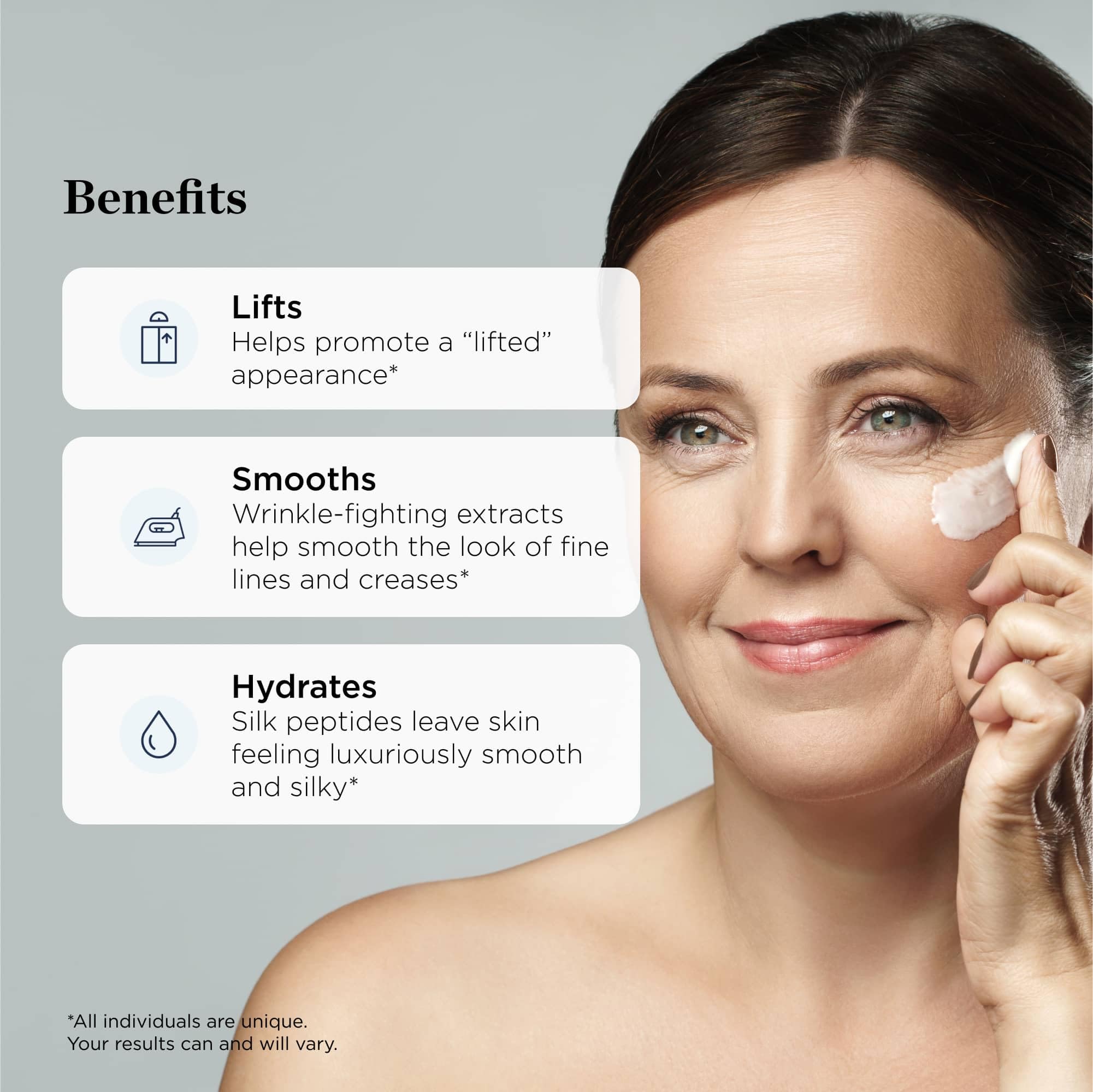 Beverly Hills MD Lift & Firm application on face and neck for a smoother, lifted look