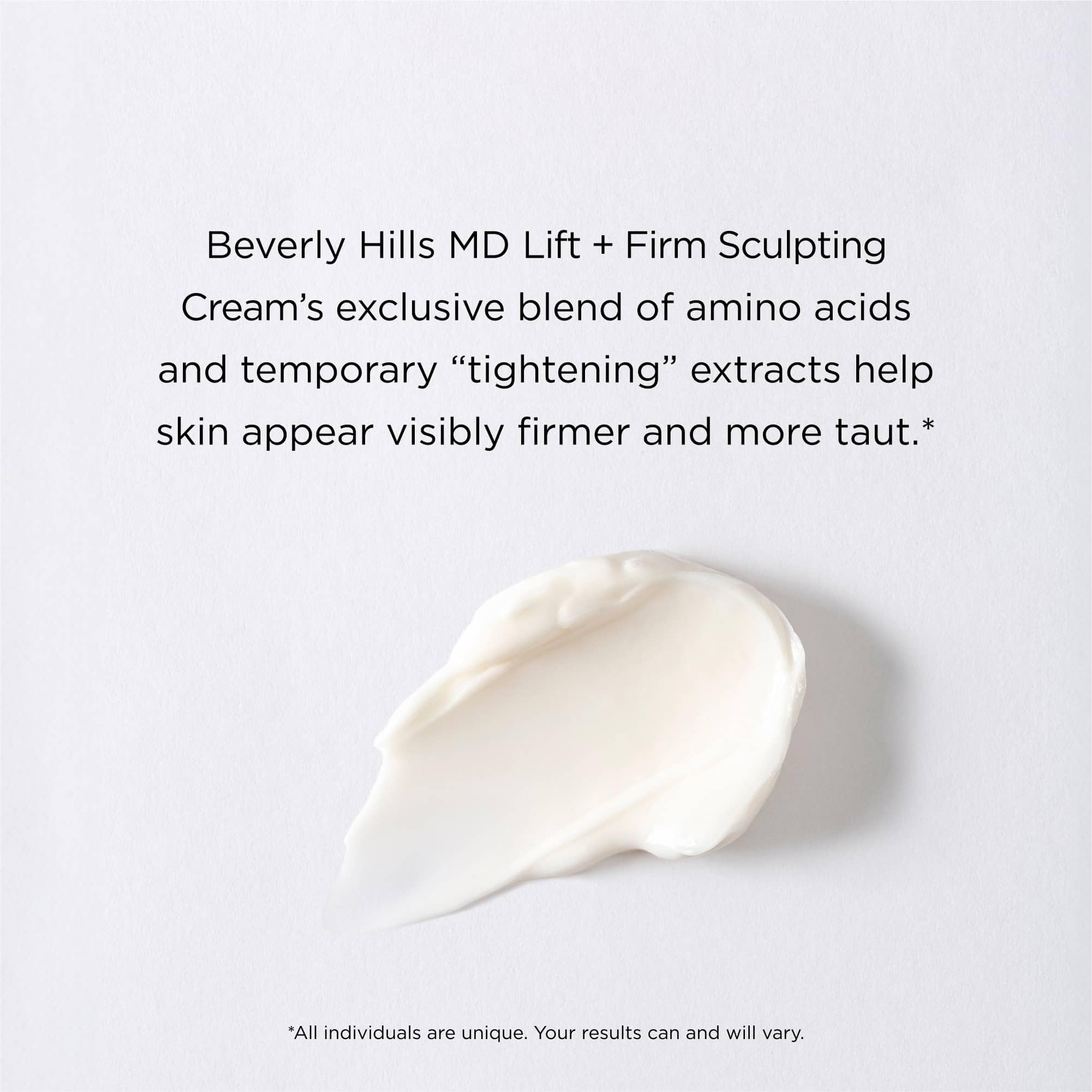 Beverly Hills MD Lift & Firm silky texture on skin for a smooth, hydrated feel