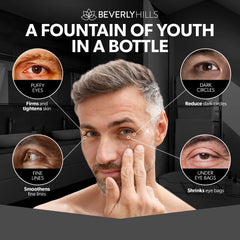 Beverly Hills Mens Serum texture close-up suggests fast absorption and comfortable wear.