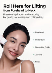 BE+WANTS Bewants gua sha neck cream roller texture swirls on skin to boost elasticity