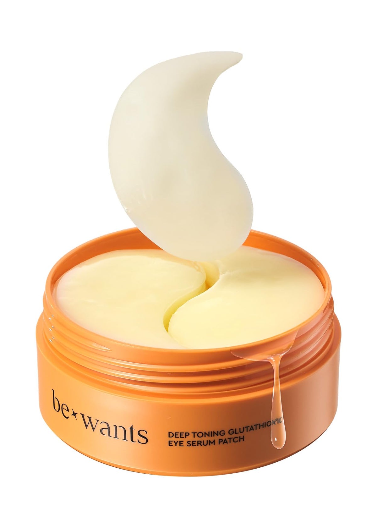 BE+WANTS Bewants hydrogel eye patches glow close-up for brightened under-eye radiance.