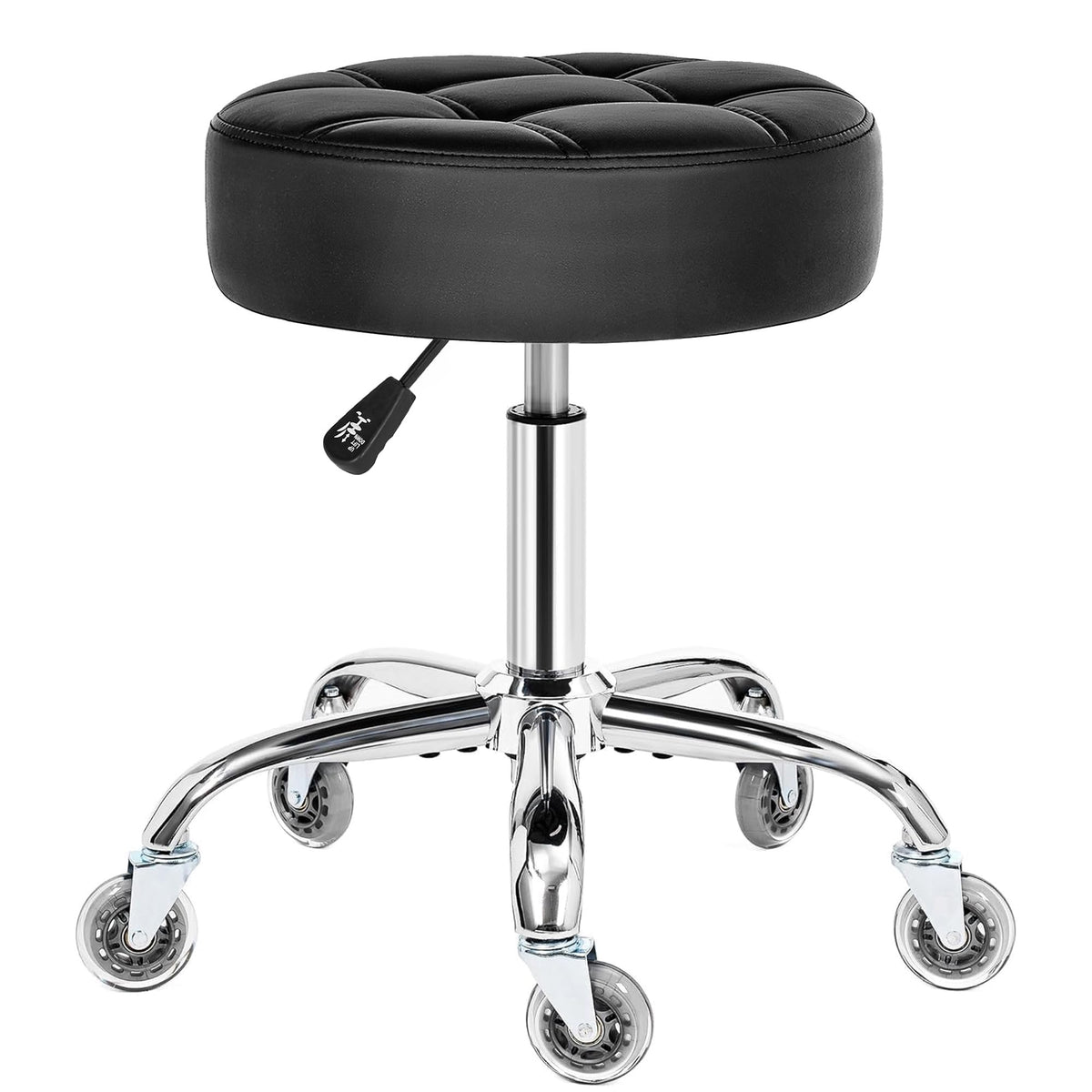 BEWISHOME rolling stool with black seat and wheels for smooth salon mobility