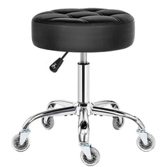 BEWISHOME rolling stool with black seat and wheels for smooth salon mobility