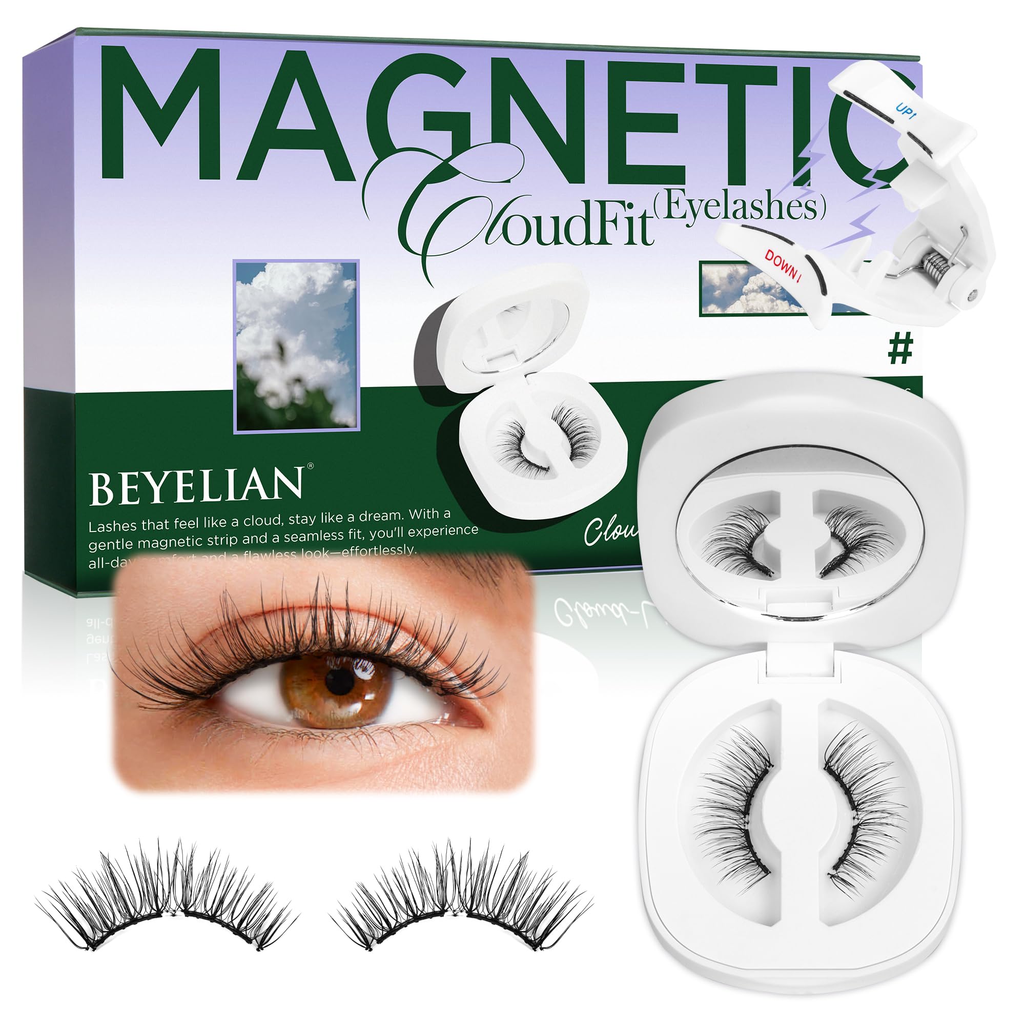 BEYELIAN magnetic eyelashes applicator kit closeup shows soft magnets for gentle daily wear.