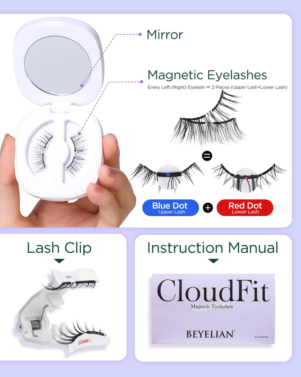 BEYELIAN magnetic eyelashes packaging displays complete kit for easy on-the-go lash upgrades.