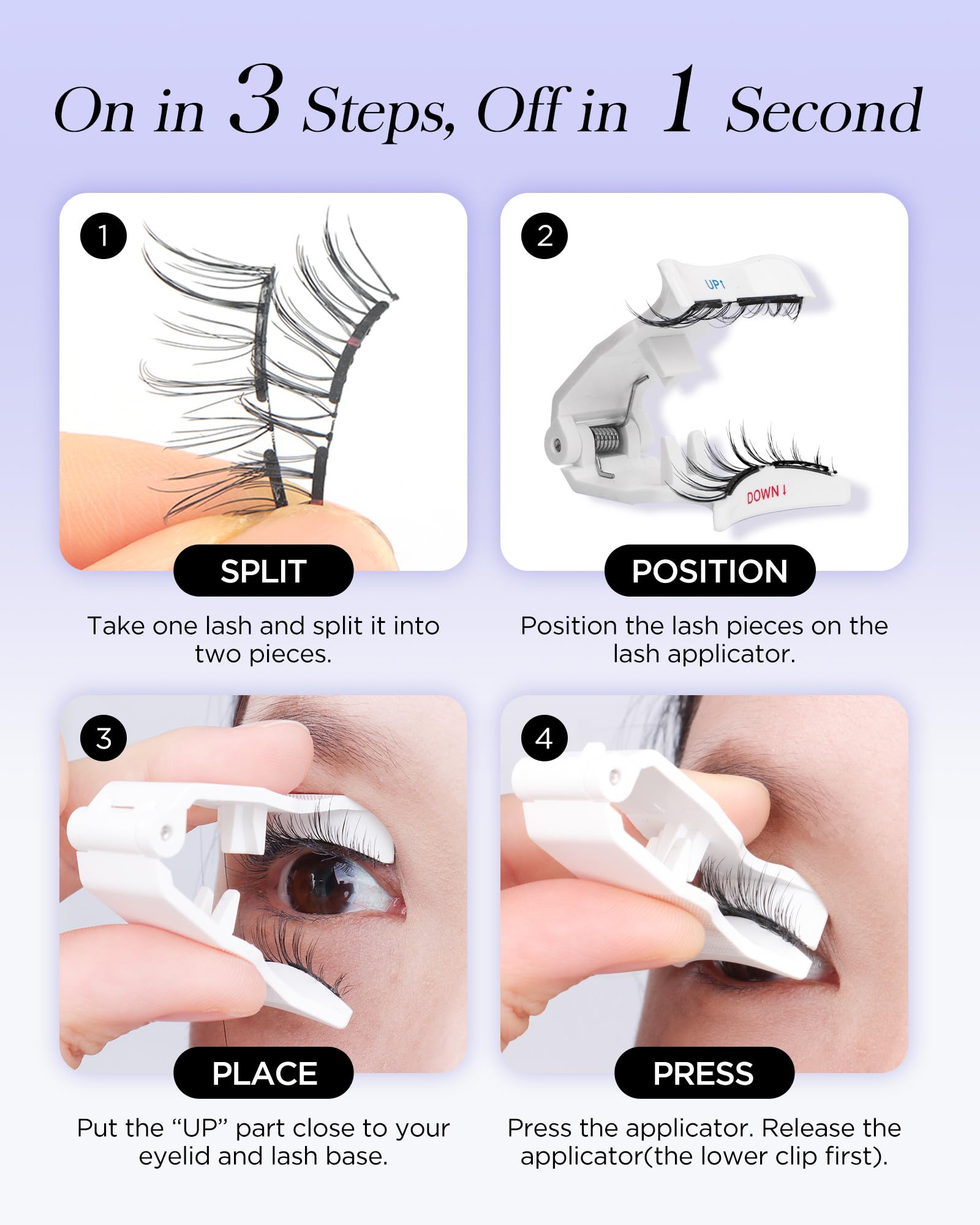 BEYELIAN assembled-set highlights complete kit minus glue for easy mess-free lash upgrades.