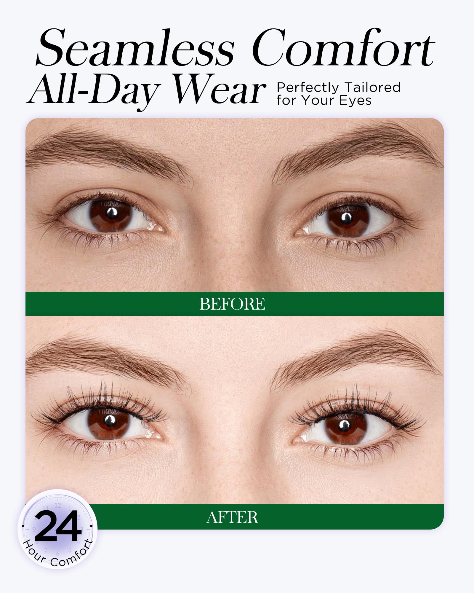 BEYELIAN on-eye mimic demonstrates natural look with a lightweight lash line.